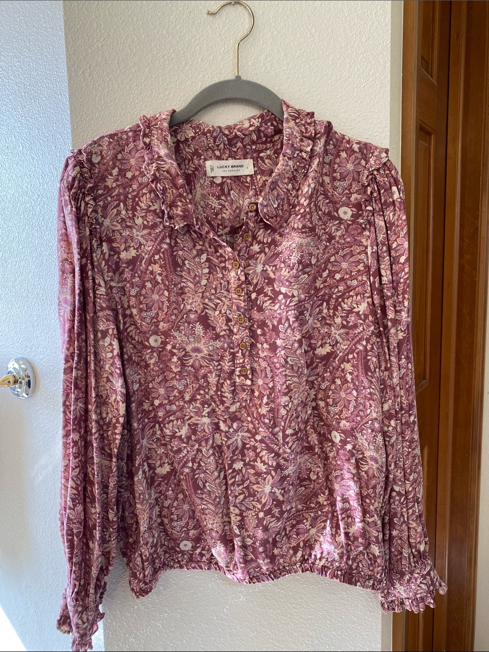 Lucky Brand Dusty Rose Floral Button-Front Blouse